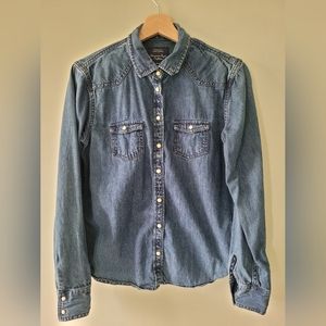 AE Long Sleeve Denim Snap Button-down Shirt